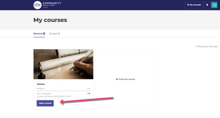 Log in and access a course - Community Bible Study - United Kingdom